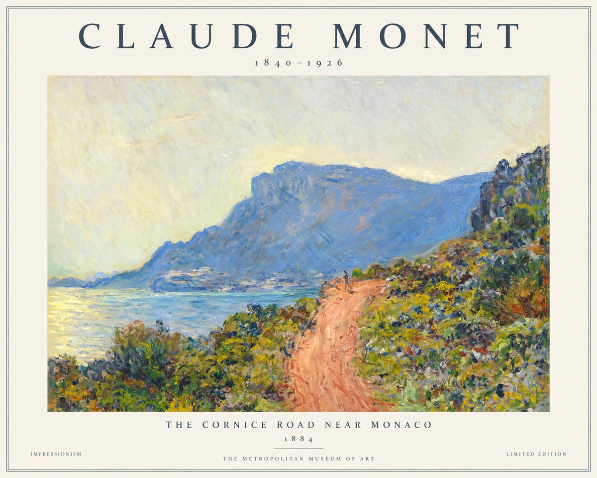 Monet The Cornice Road Near Monaco No1 - Plakát