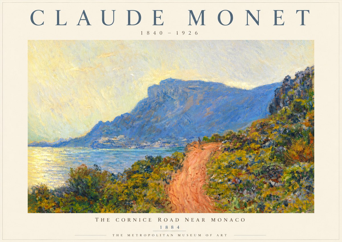 Monet The Cornice Road Near Monaco No5 - Plakát