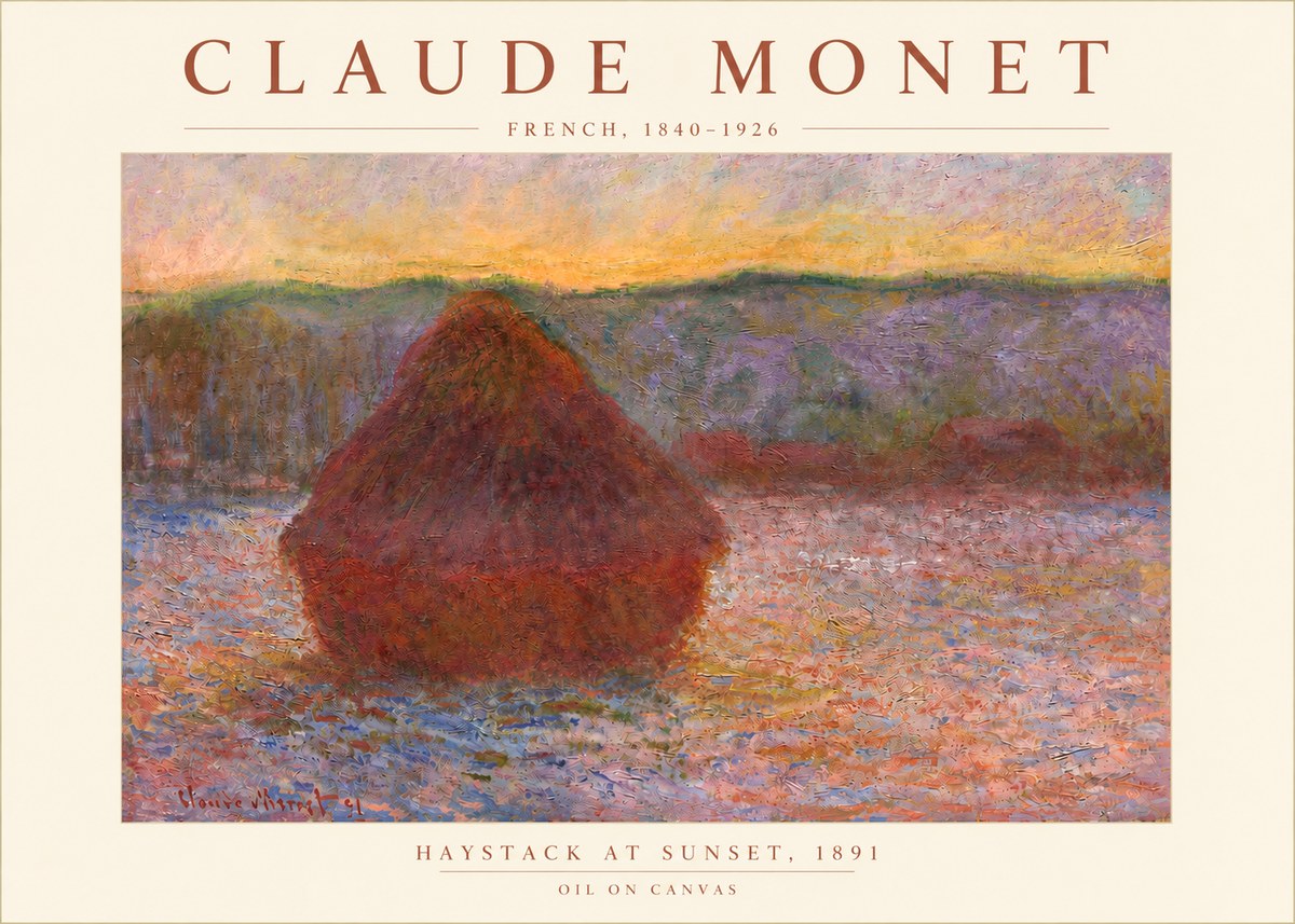 Monet Haystack at Sunset, 1891 No3 - Plakát