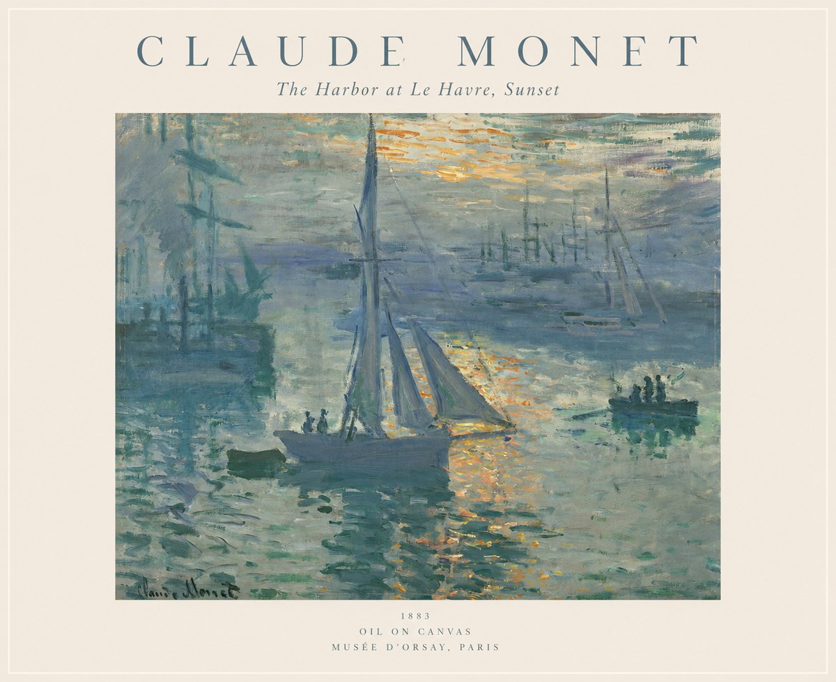Monet The Harbor at Le Havre, Sunset No1 - Plakát