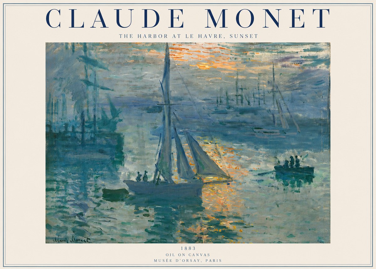 Monet The Harbor at Le Havre, Sunset No2 - Plakát