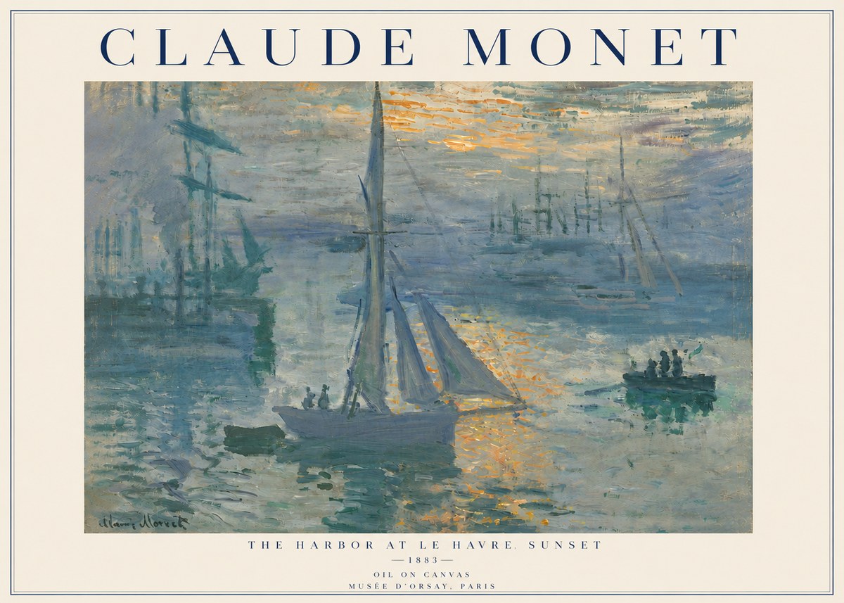 Monet The Harbor at Le Havre, Sunset No4 - Plakát