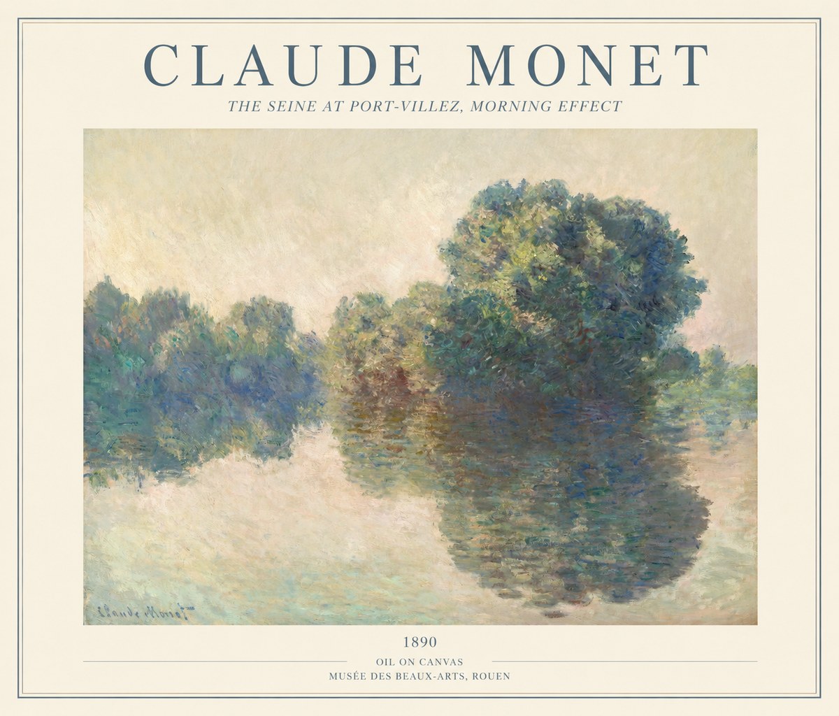Monet The Seine at Port-villez, Morning Effect No1 - Plakát