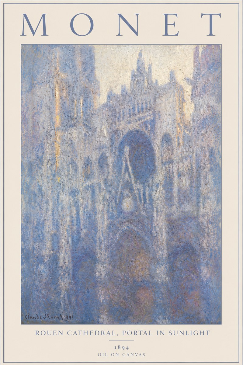 Monet Rouen Cathedral, Portal in Sunlight No6 - Plakát