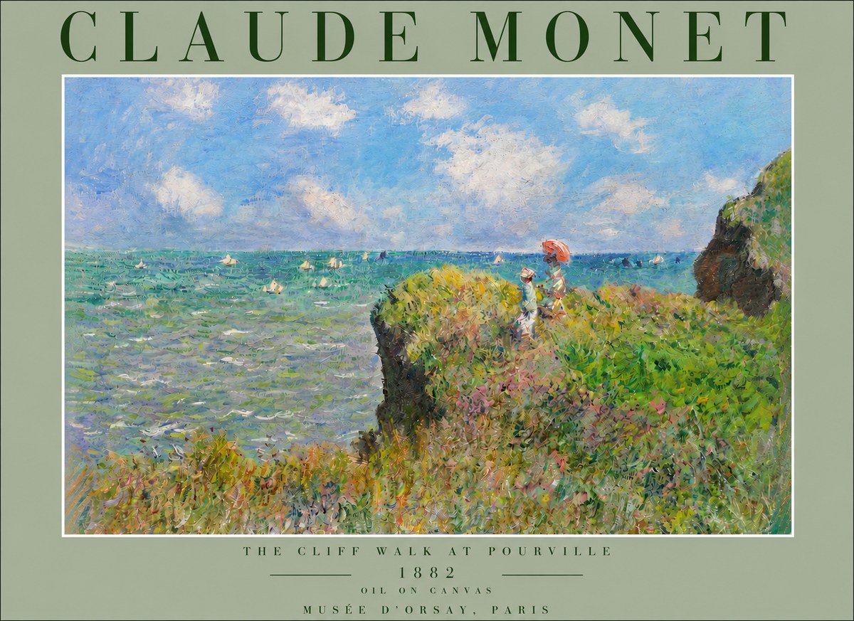 Monet The Cliff Walk at Pourville No3 - Plakát