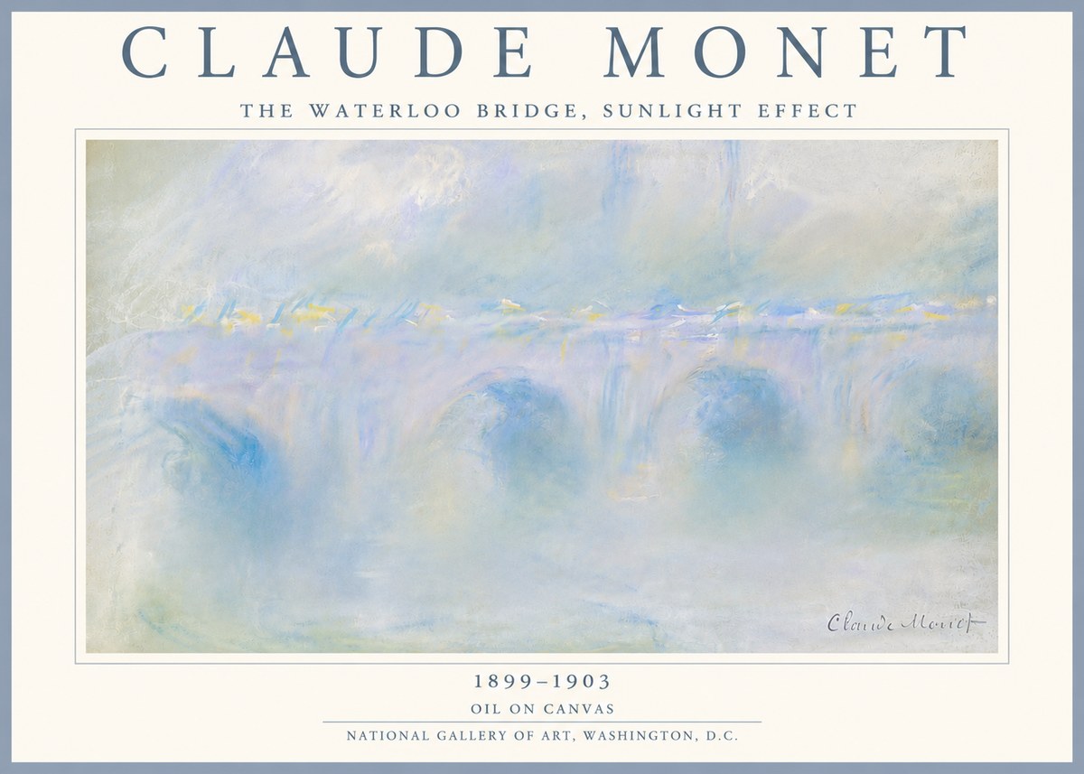 Monet The Waterloo Bridge, Sunlight Effect No5 - Plakát