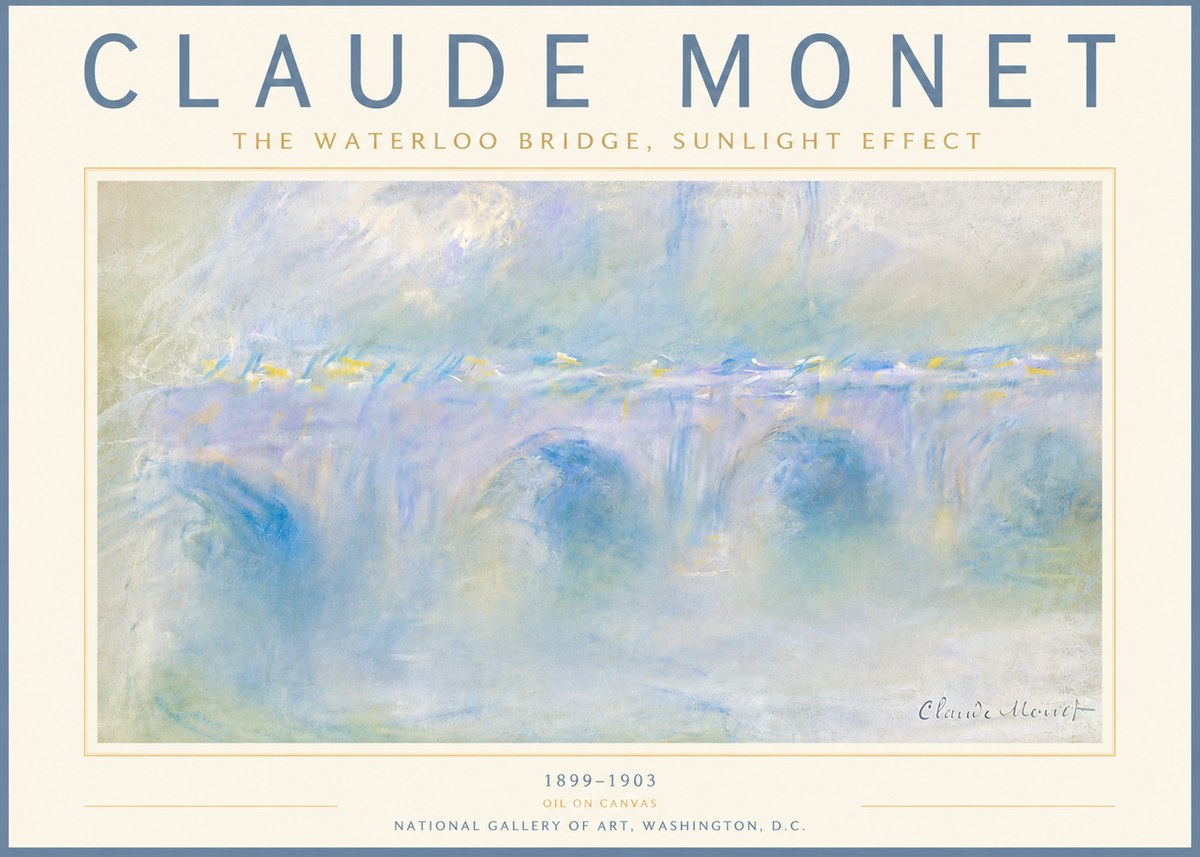 Monet The Waterloo Bridge, Sunlight Effect No6 - Plakát