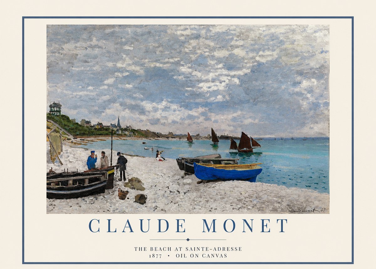 Monet The Beach at Sainte-adresse I No2 - Plakát