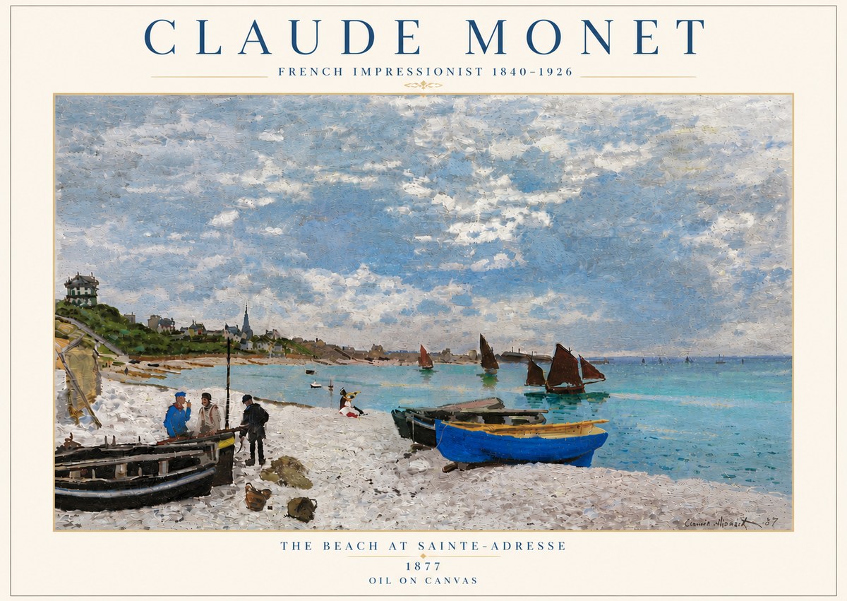 Monet The Beach at Sainte-adresse I No6 - Plakát