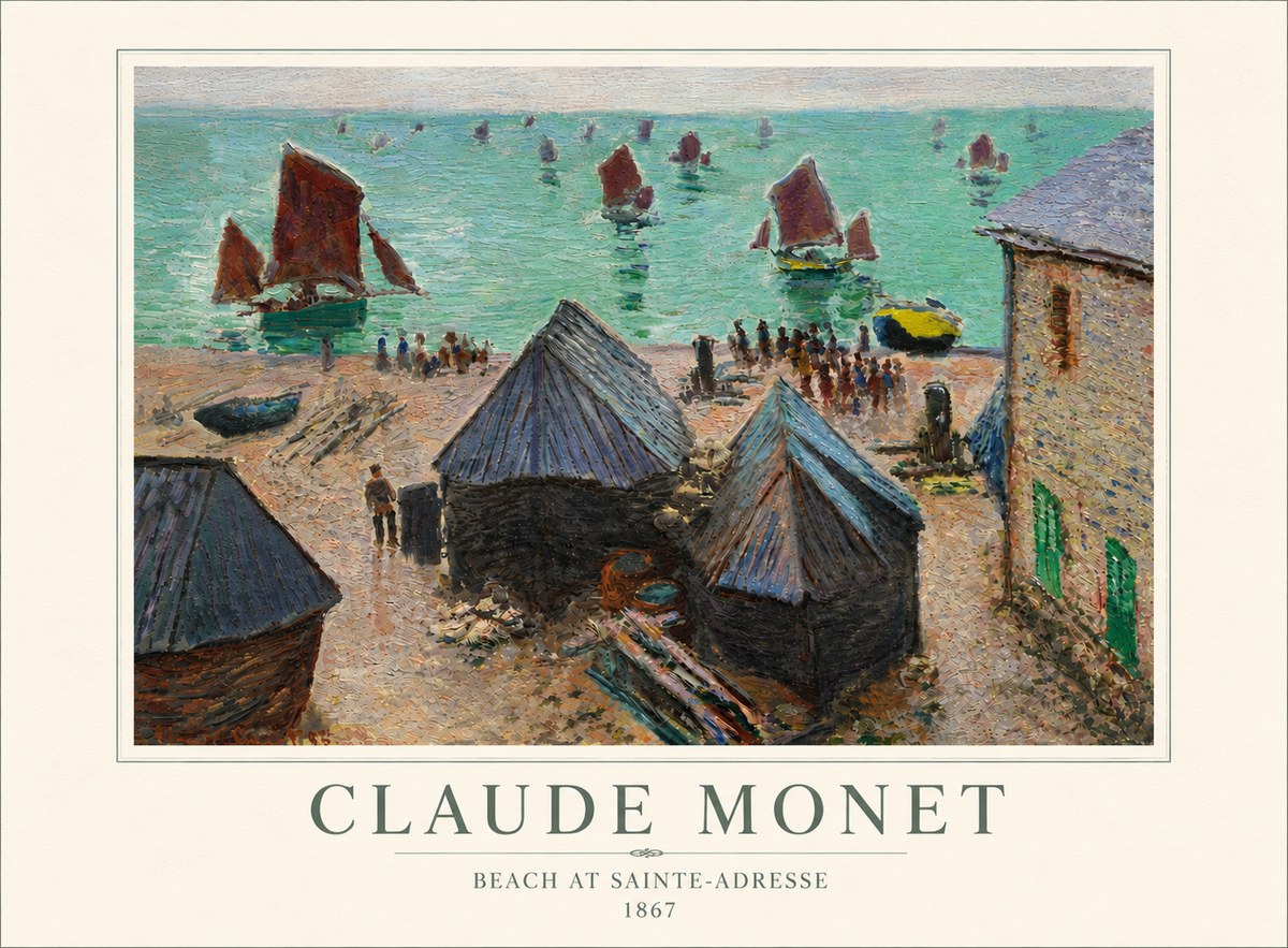 Monet Beach at Sainte-adresse No6 - Plakát