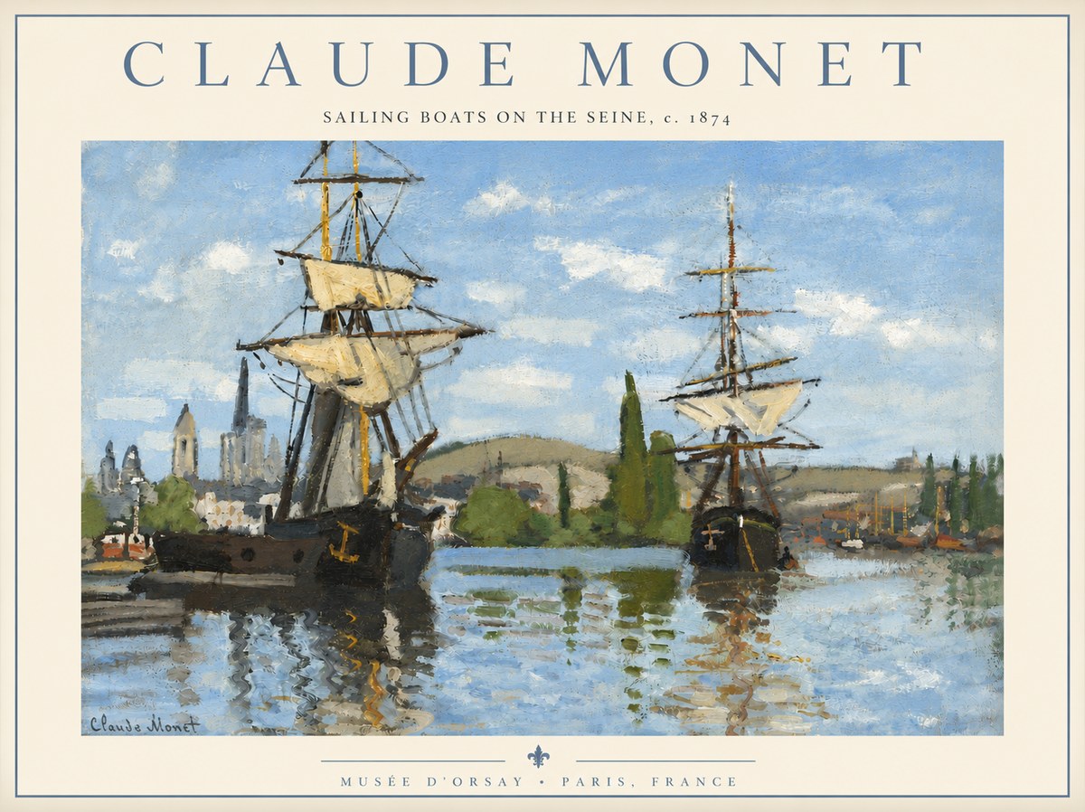 Monet Sailing Boats on the Seine No4 - Plakát