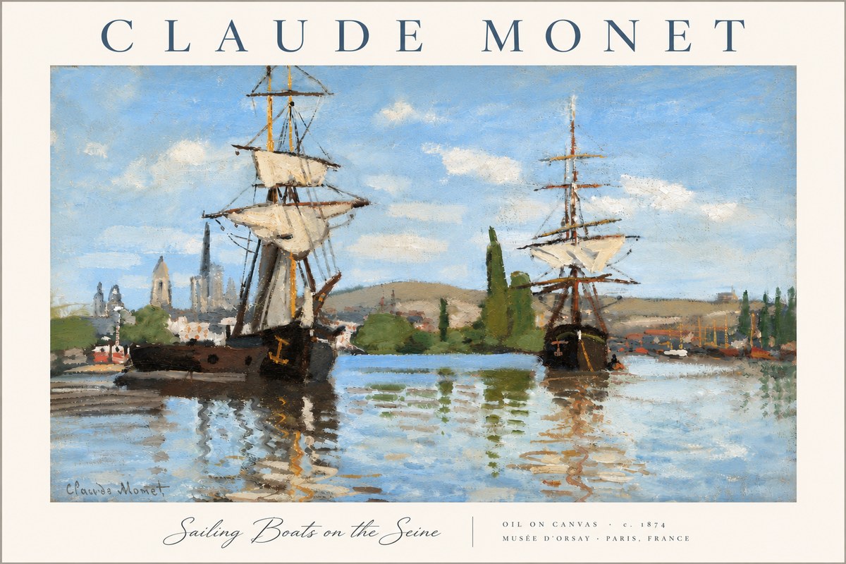 Monet Sailing Boats on the Seine No6 - Plakát