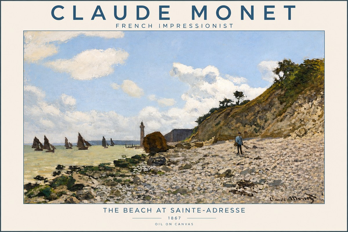 Monet The Beach at Sainte-adresse II No2 - Plakát