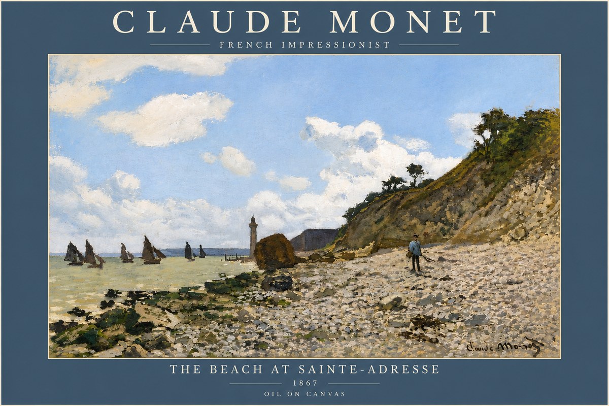 Monet The Beach at Sainte-adresse II No5 - Plakát