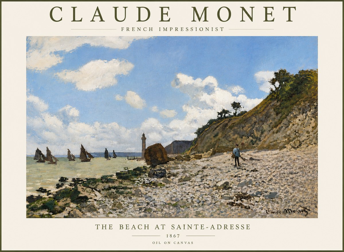 Monet The Beach at Sainte-adresse II No6 - Plakát