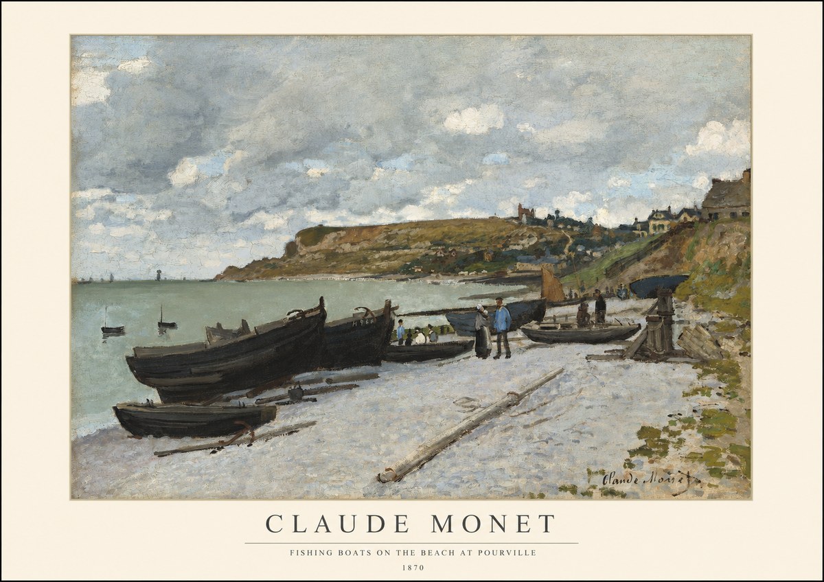 Monet Fishing Boats on the Beach at Pourville No1 - Plakát