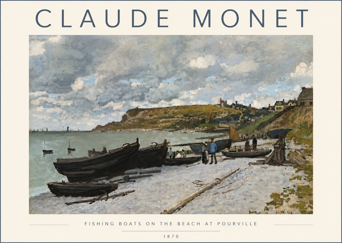 Monet Fishing Boats on the Beach at Pourville No5 - Plakát