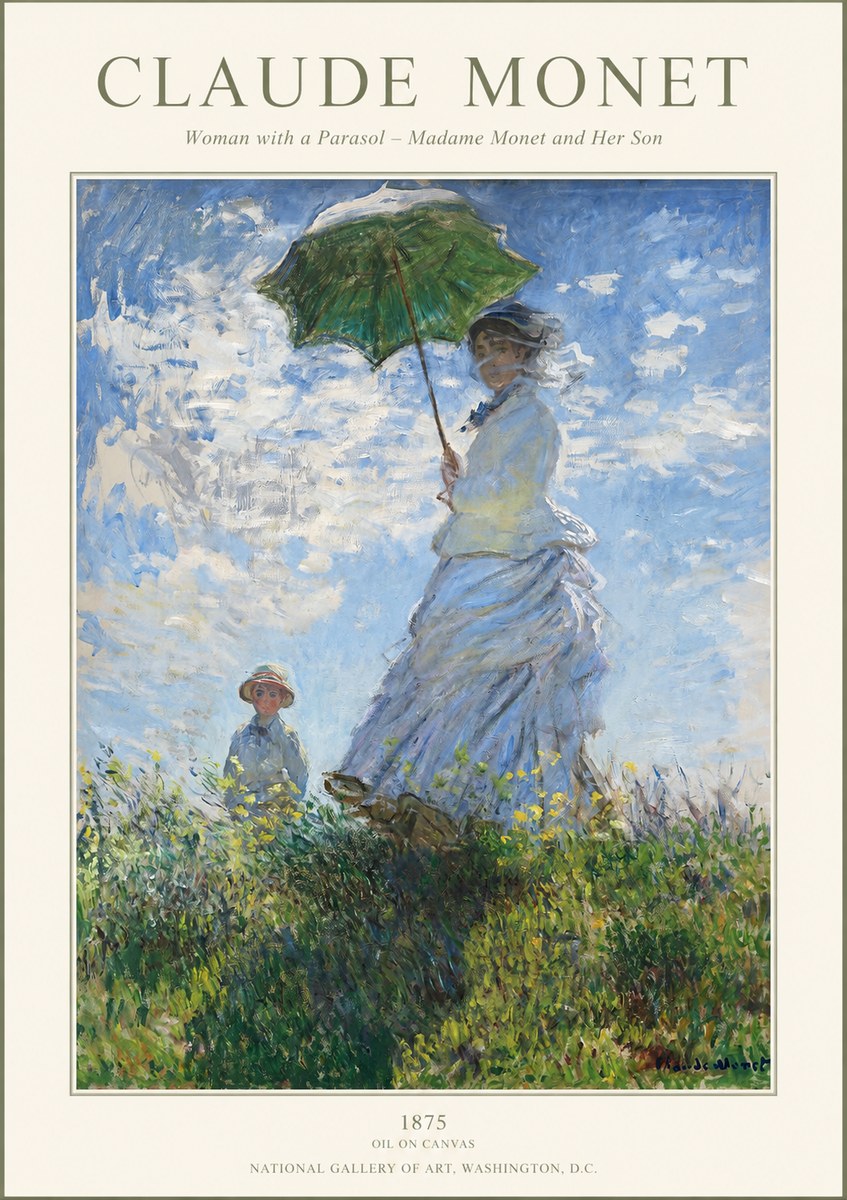 Monet Woman with a Parasol – Madame Monet and Her Son No1 - Plakát