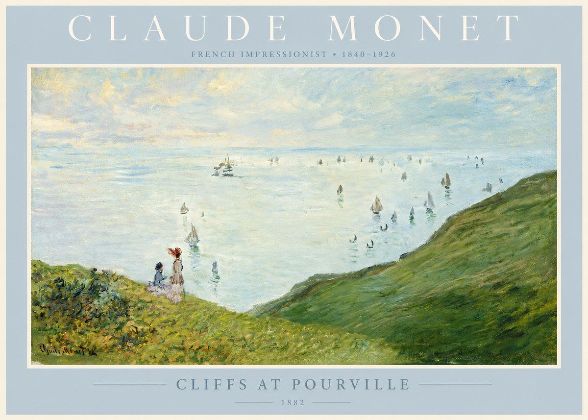 Monet Cliffs at Pourville I No4 - Plakát