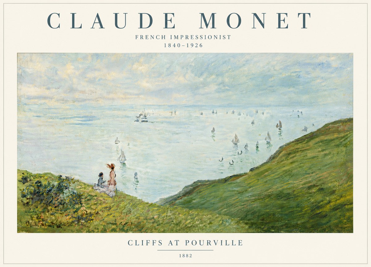 Monet Cliffs at Pourville I No6 - Plakát