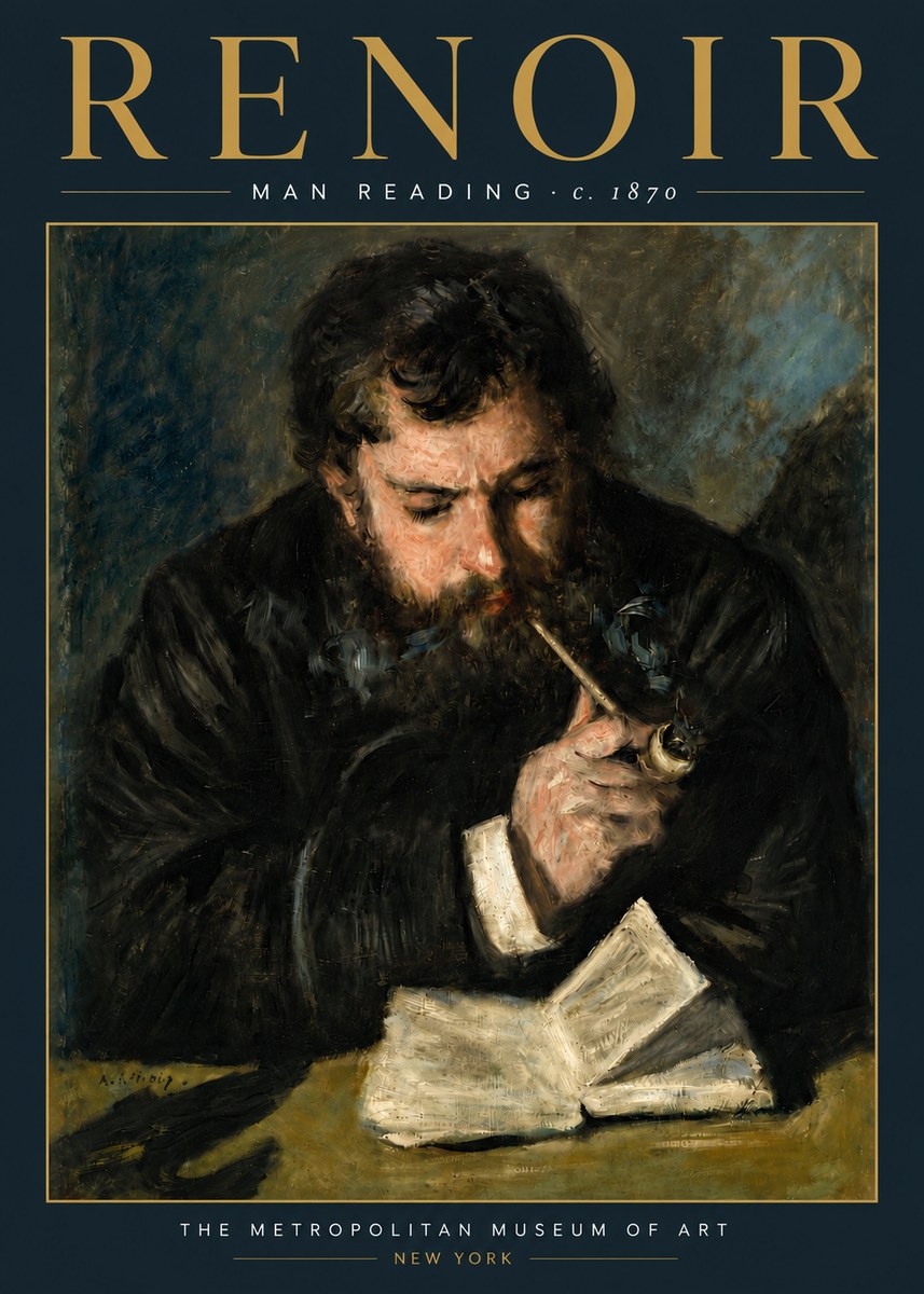 Renoir Man Reading No5 - Plakát