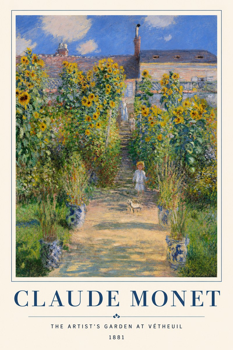 Monet The Artist's Garden at Vétheuil I No2 - Plakát