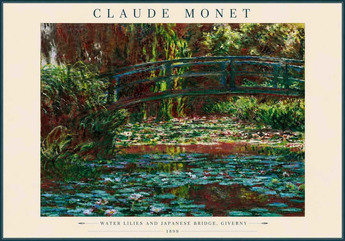 Monet Water Lilies and Japanese Bridge, Giverny No6 - Plakát