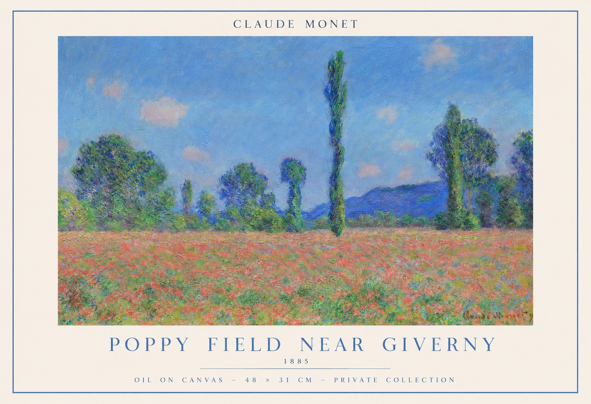 Monet Poppy Field Near Giverny No1 - Plakát
