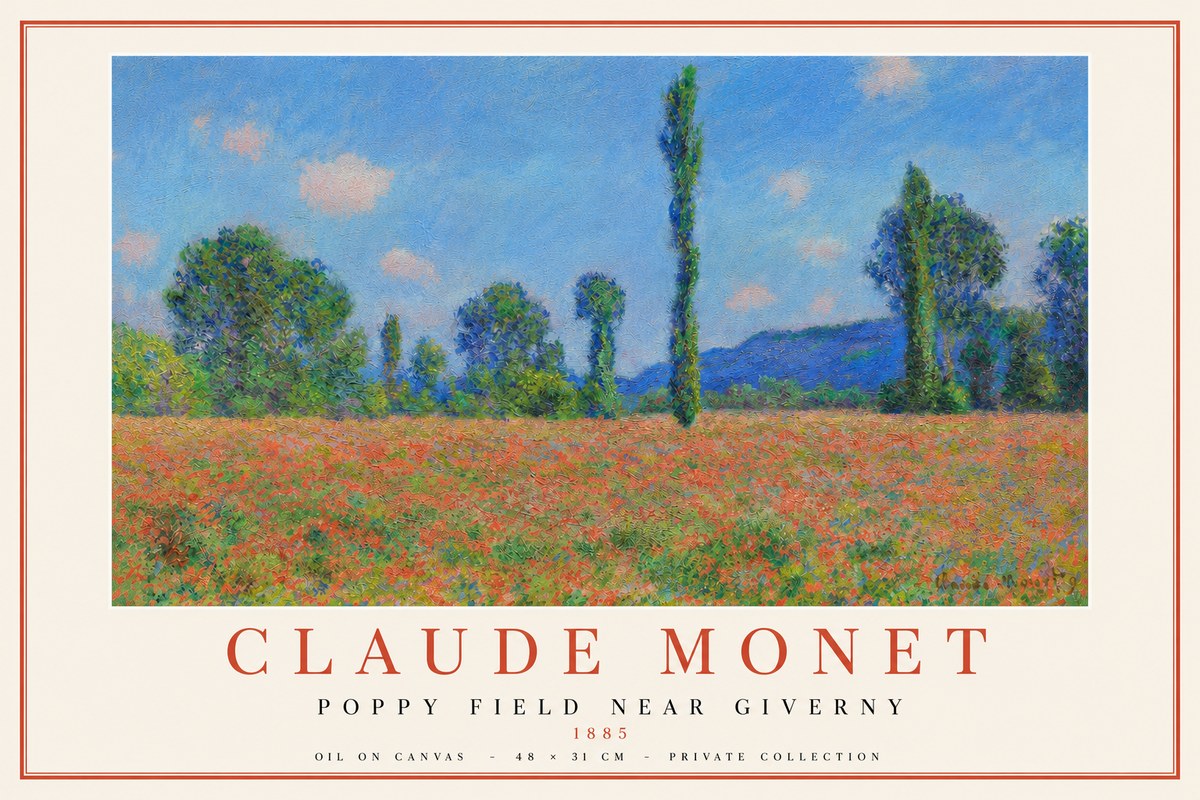 Monet Poppy Field Near Giverny No5 - Plakát