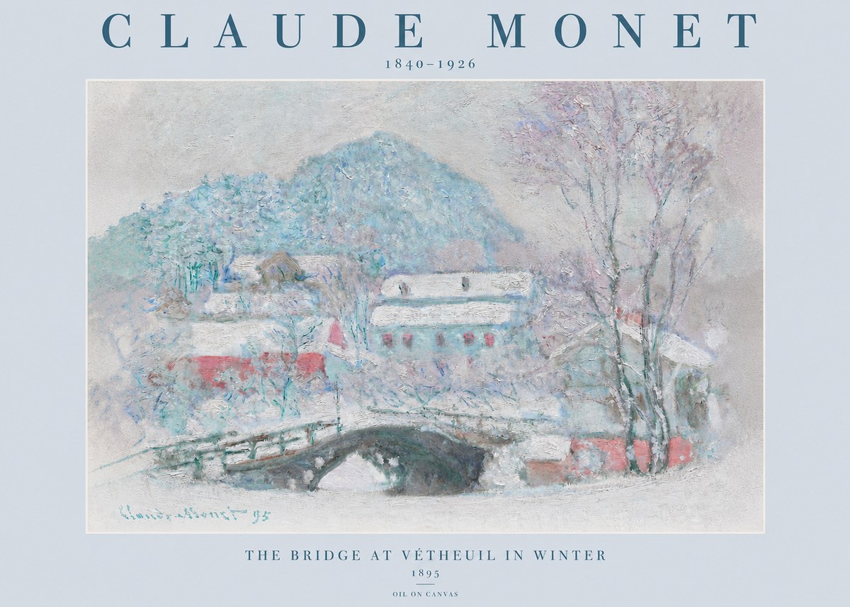 Monet The Bridge at Vétheuil in Winter No2 - Plakát