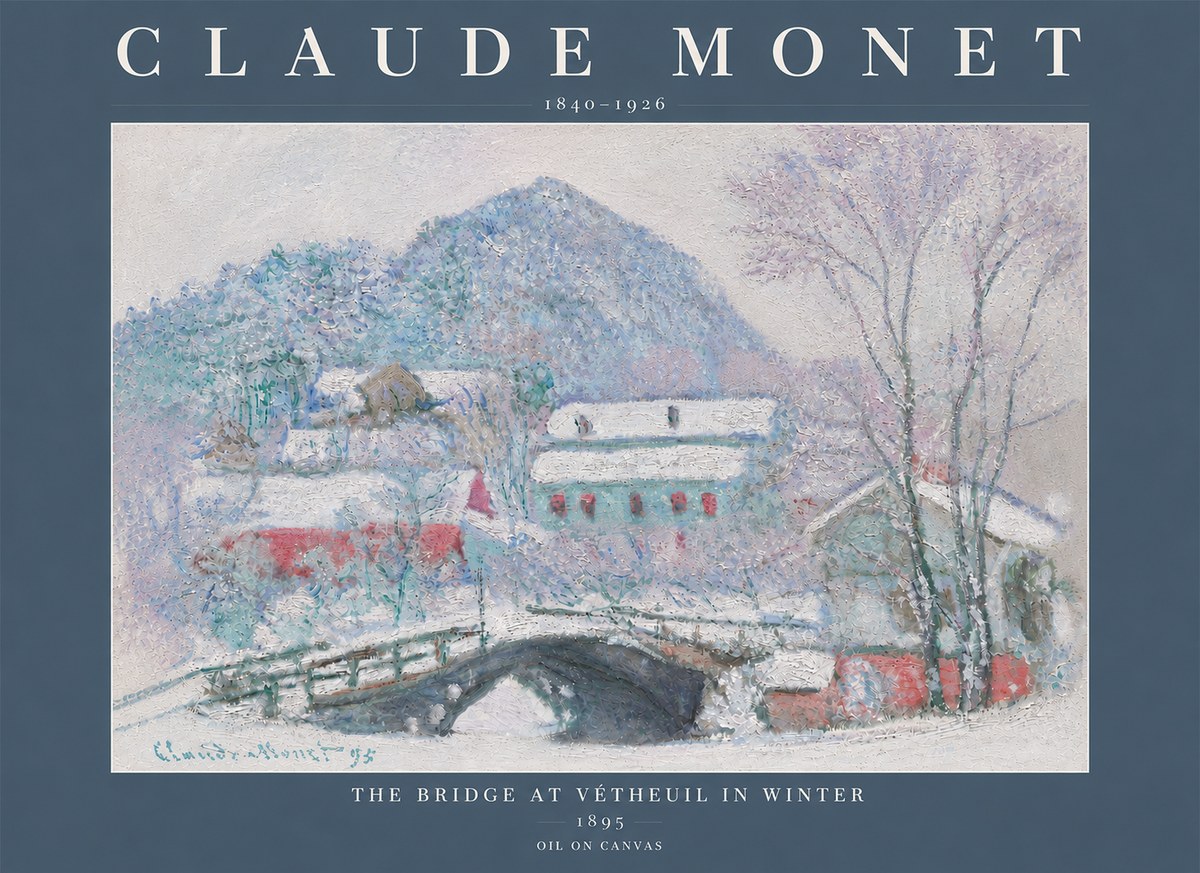 Monet The Bridge at Vétheuil in Winter No5 - Plakát