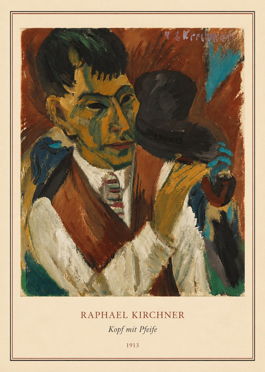 Raphael Kirchner Kopf Mit Pfeife No3 - Plakát