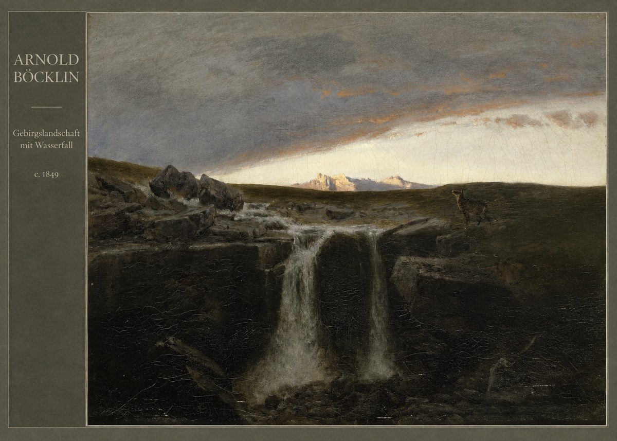 Arnold Böcklin Gebirgslandschaft Mit Wasserfall No4 - Plakát