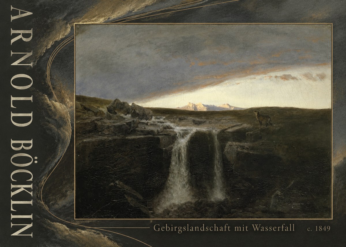 Arnold Böcklin Gebirgslandschaft Mit Wasserfall No5 - Plakát