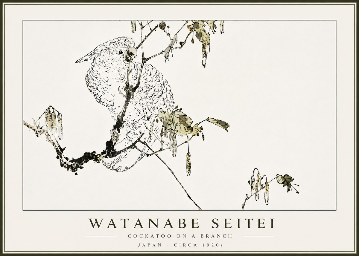 Watanabe Seitei Cockatoo on a Branch No5 - Plakát