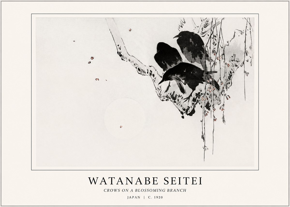 Watanabe Seitei Crows on a Blossoming Branch No1 - Plakát