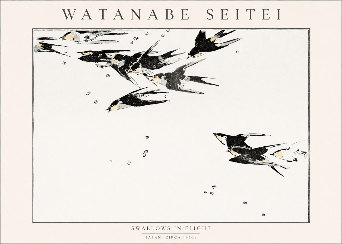 Watanabe Seitei Swallows in Flight No1 - Plakát