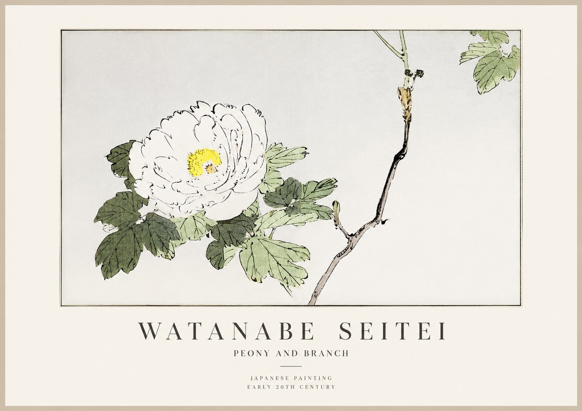 Watanabe Seitei Peony and Branch No1 - Plakát