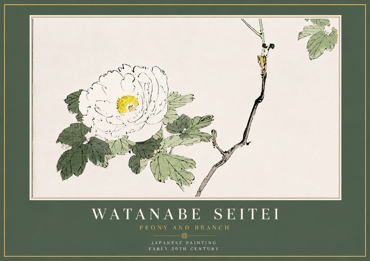 Watanabe Seitei Peony and Branch No4 - Plakát