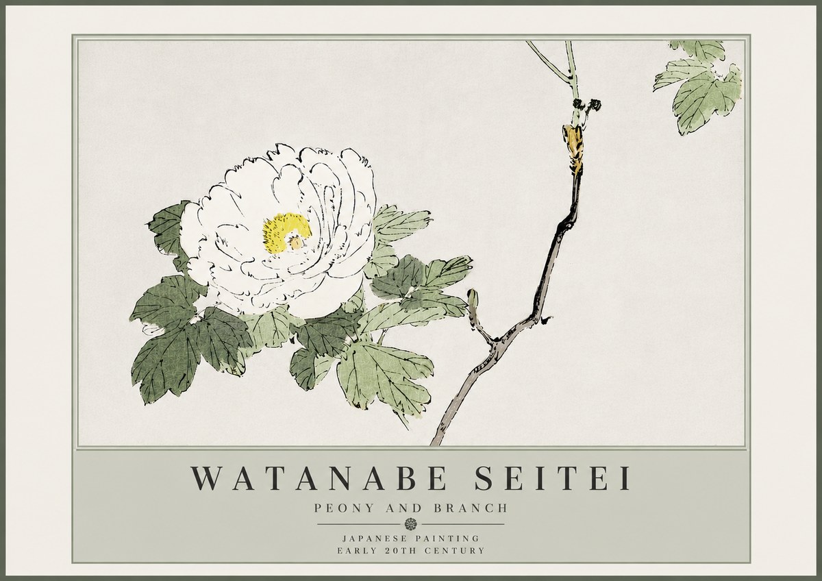 Watanabe Seitei Peony and Branch No5 - Plakát