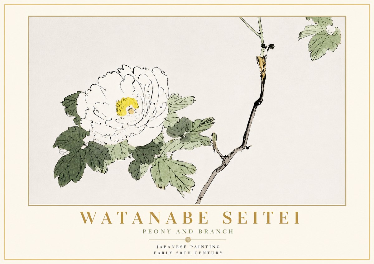 Watanabe Seitei Peony and Branch No6 - Plakát