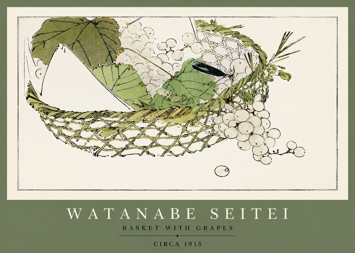 Watanabe Seitei Basket with Grapes No2 - Plakát