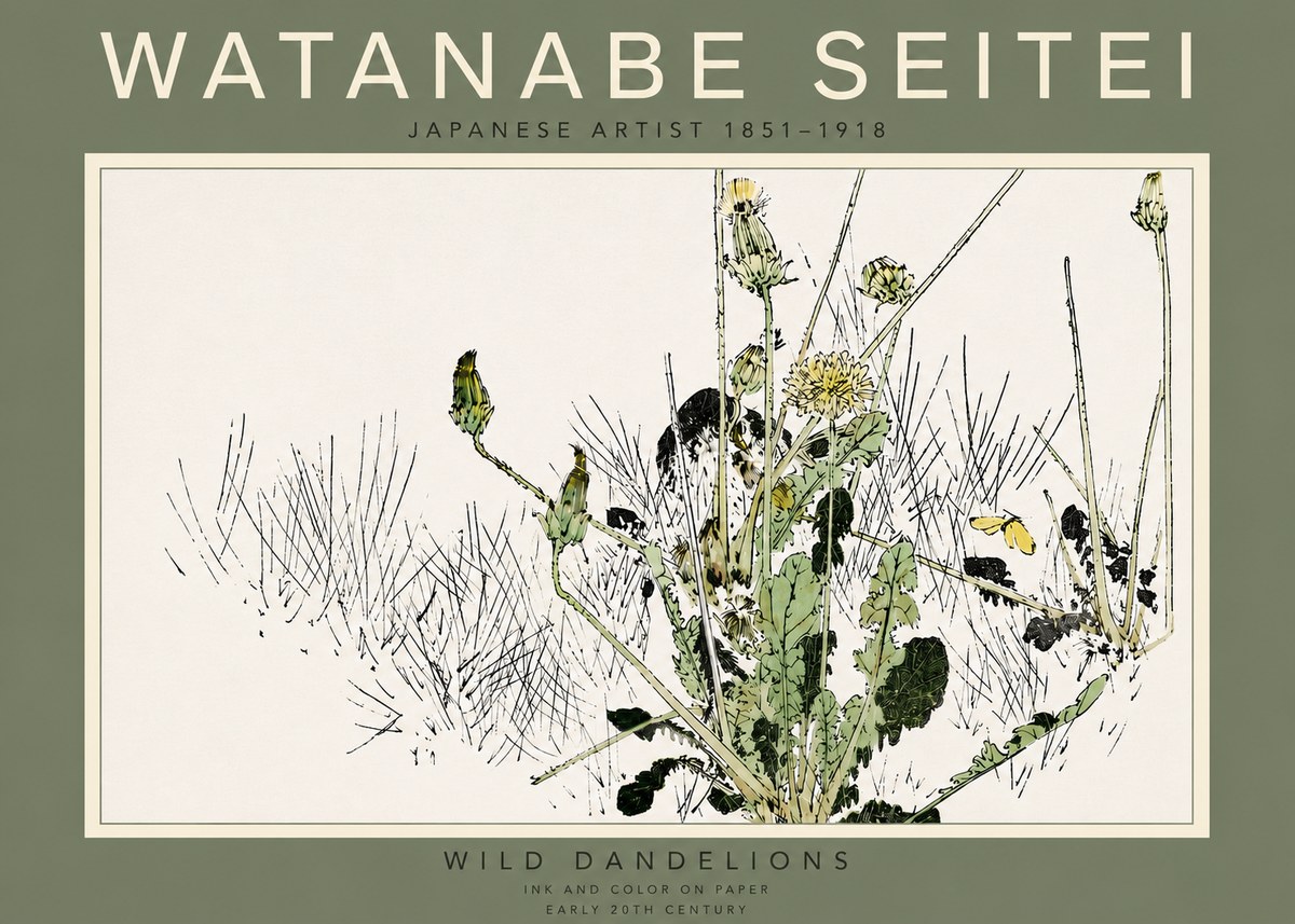 Watanabe Seitei Wild Dandelions No5 - Plakát