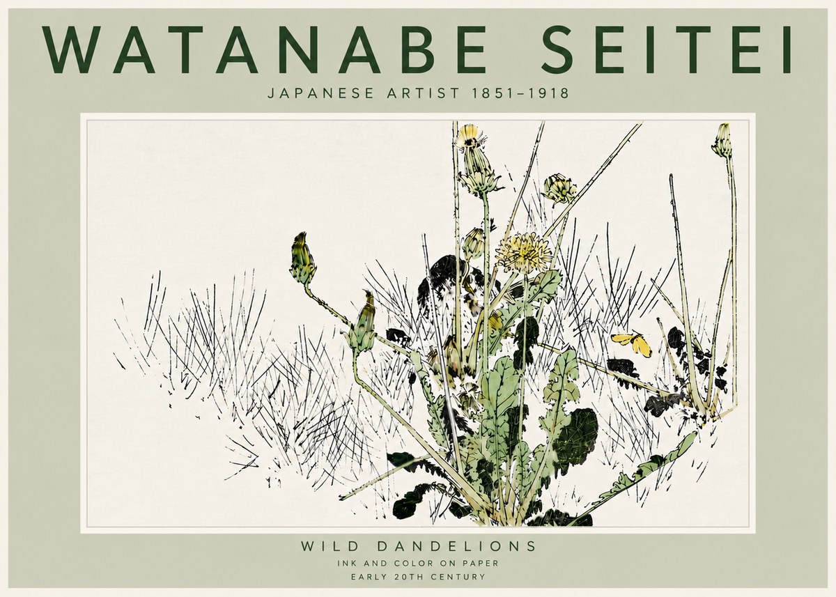 Watanabe Seitei Wild Dandelions No6 - Plakát