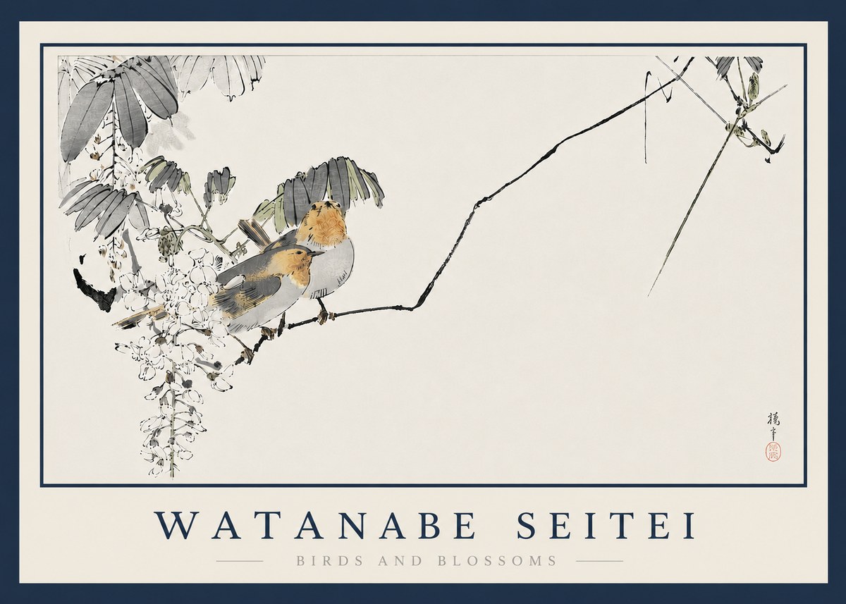 Watanabe Seitei Birds and Blossoms No3 - Plakát