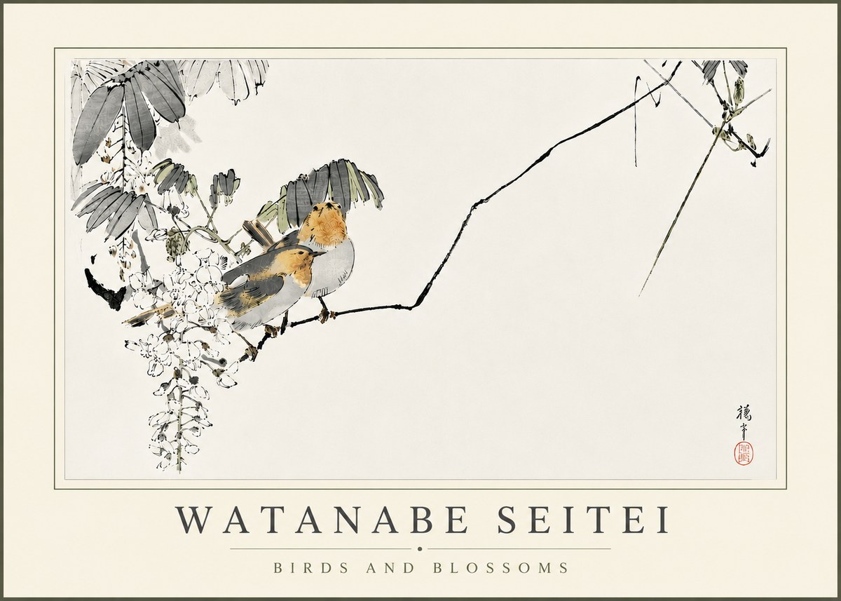 Watanabe Seitei Birds and Blossoms No5 - Plakát