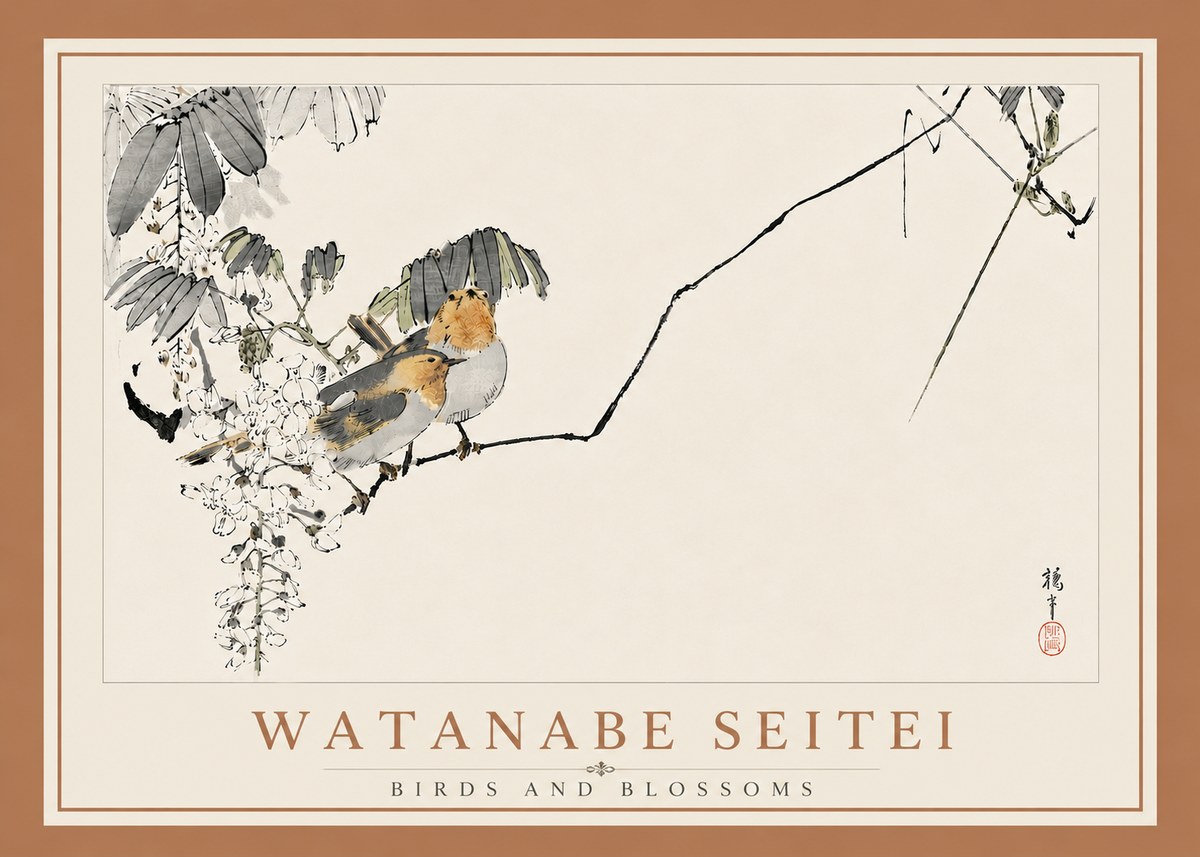 Watanabe Seitei Birds and Blossoms No6 - Plakát