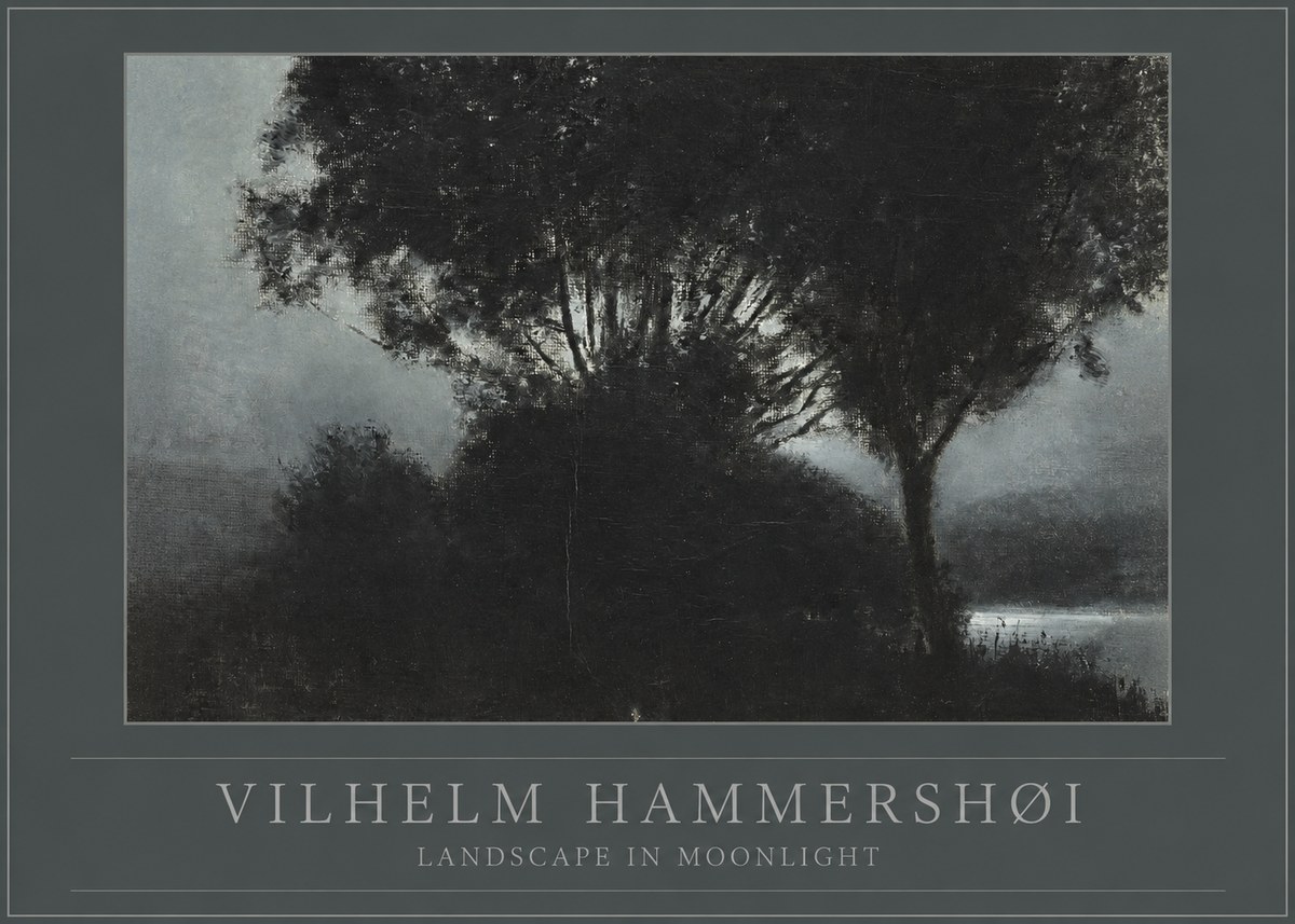 Vilhelm Hammershøi Landscape in Moonlight No1 - Plakát