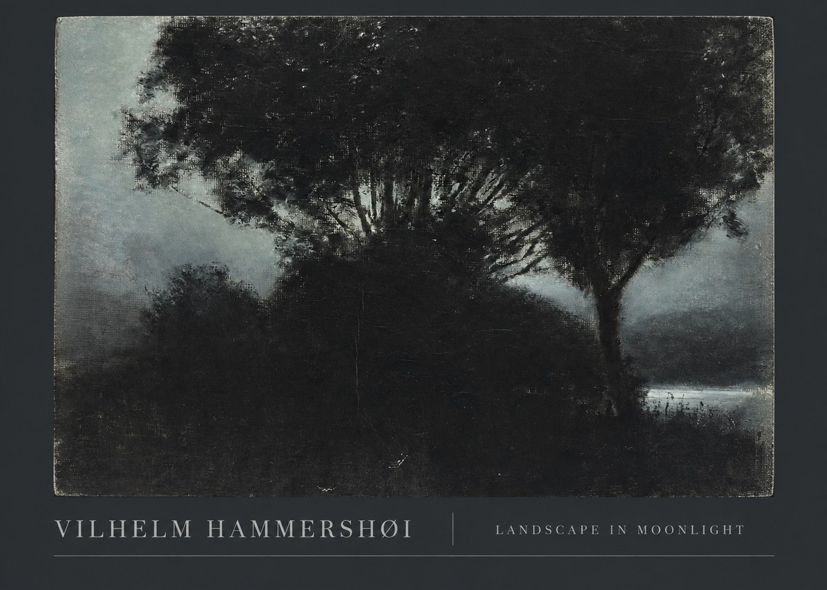 Vilhelm Hammershøi Landscape in Moonlight No3 - Plakát