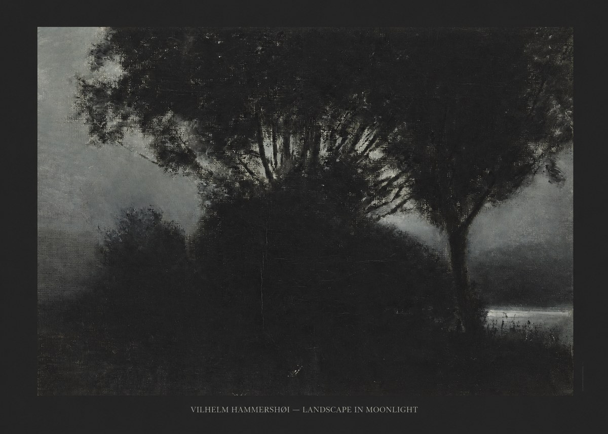 Vilhelm Hammershøi Landscape in Moonlight No6 - Plakát